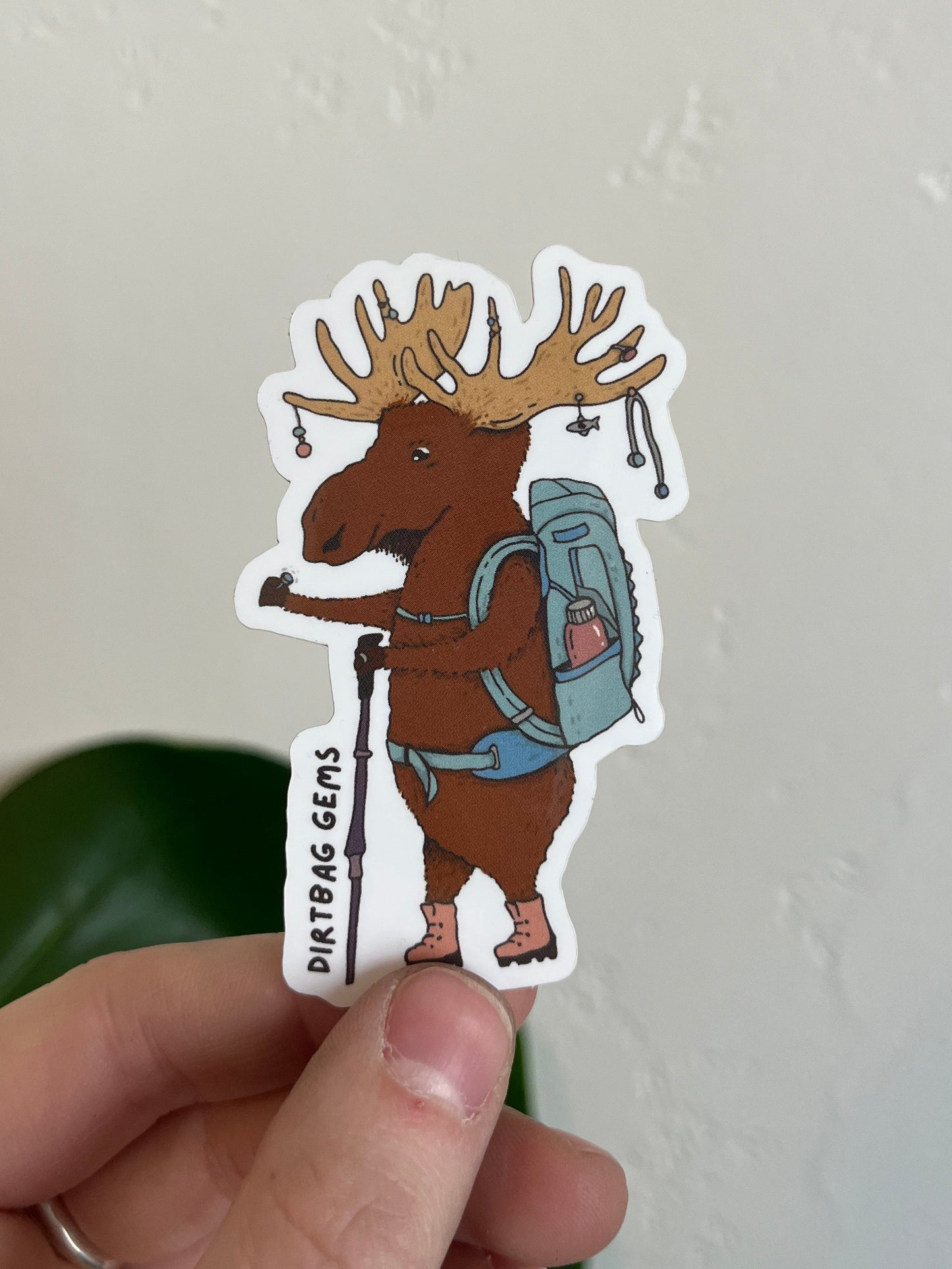 Backpacking Moose Sticker