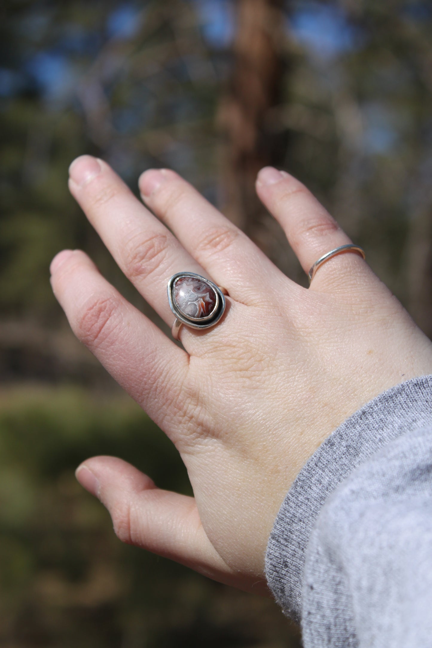 Crazy Lace Agate Teardrop Ring