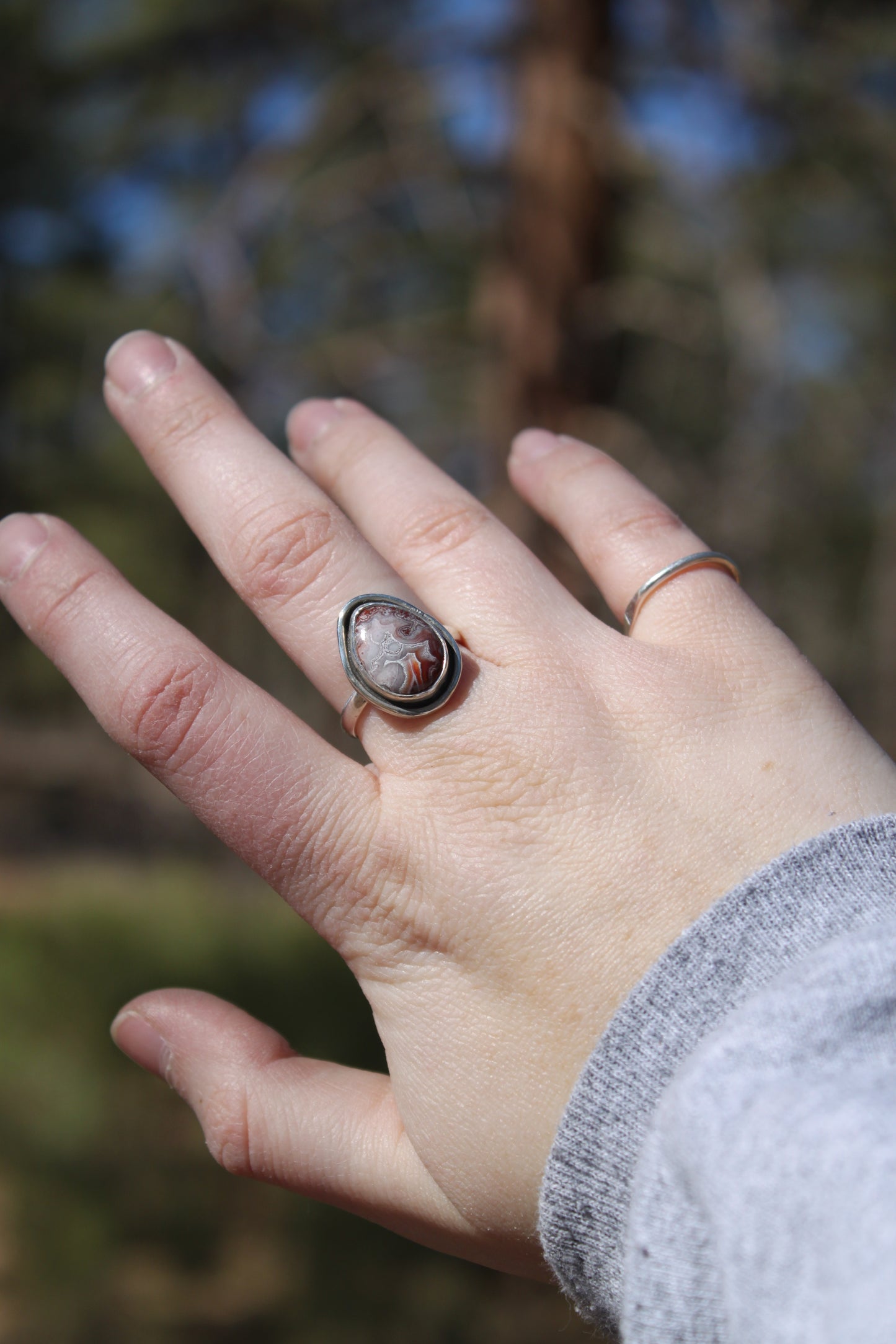 Crazy Lace Agate Teardrop Ring