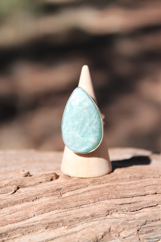 Chunky Amazonite Teardrop Ring