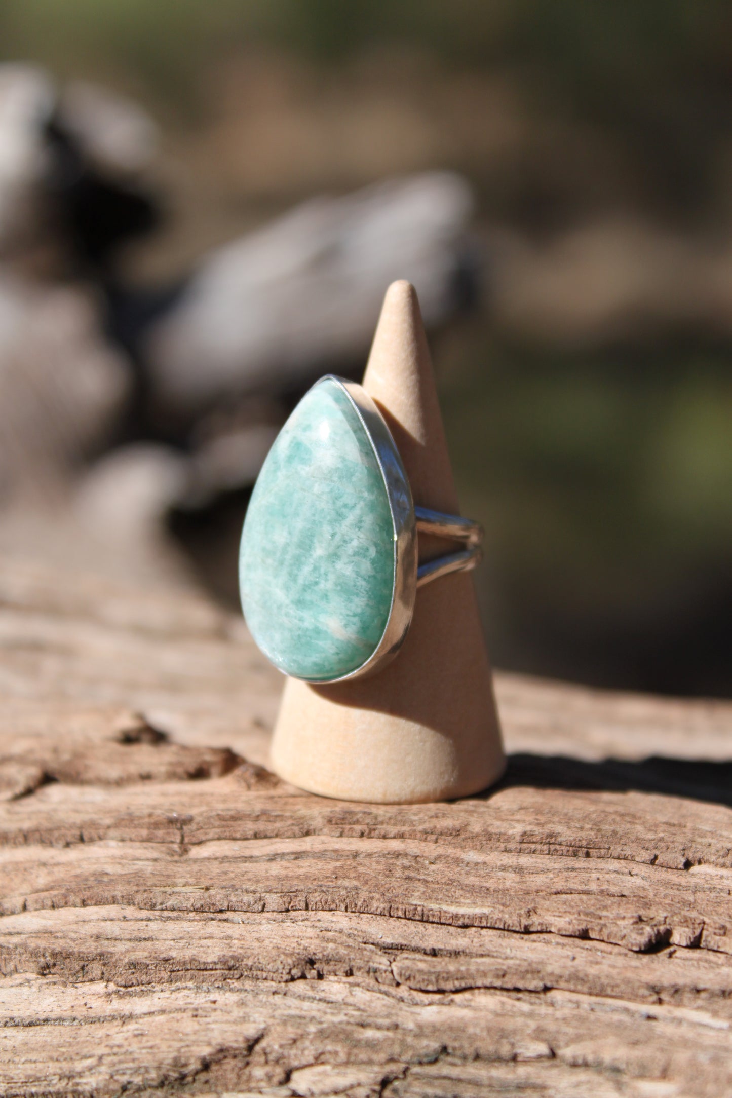 Chunky Amazonite Teardrop Ring