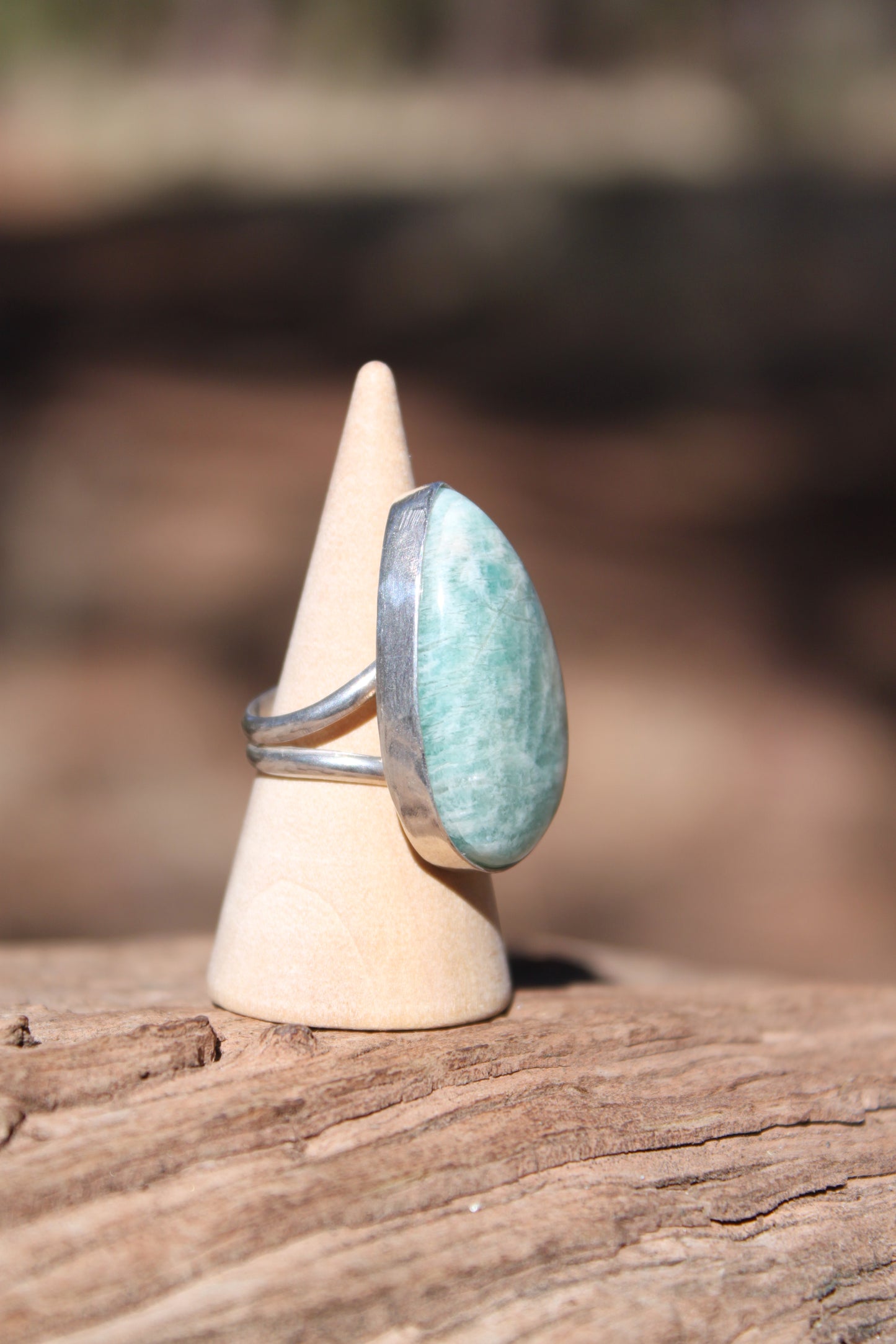 Chunky Amazonite Teardrop Ring