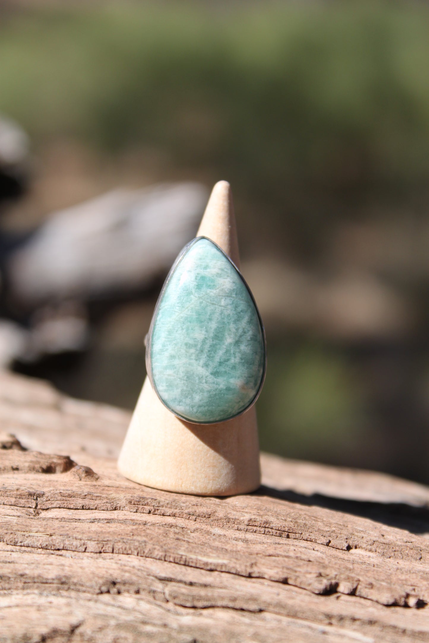 Chunky Amazonite Teardrop Ring