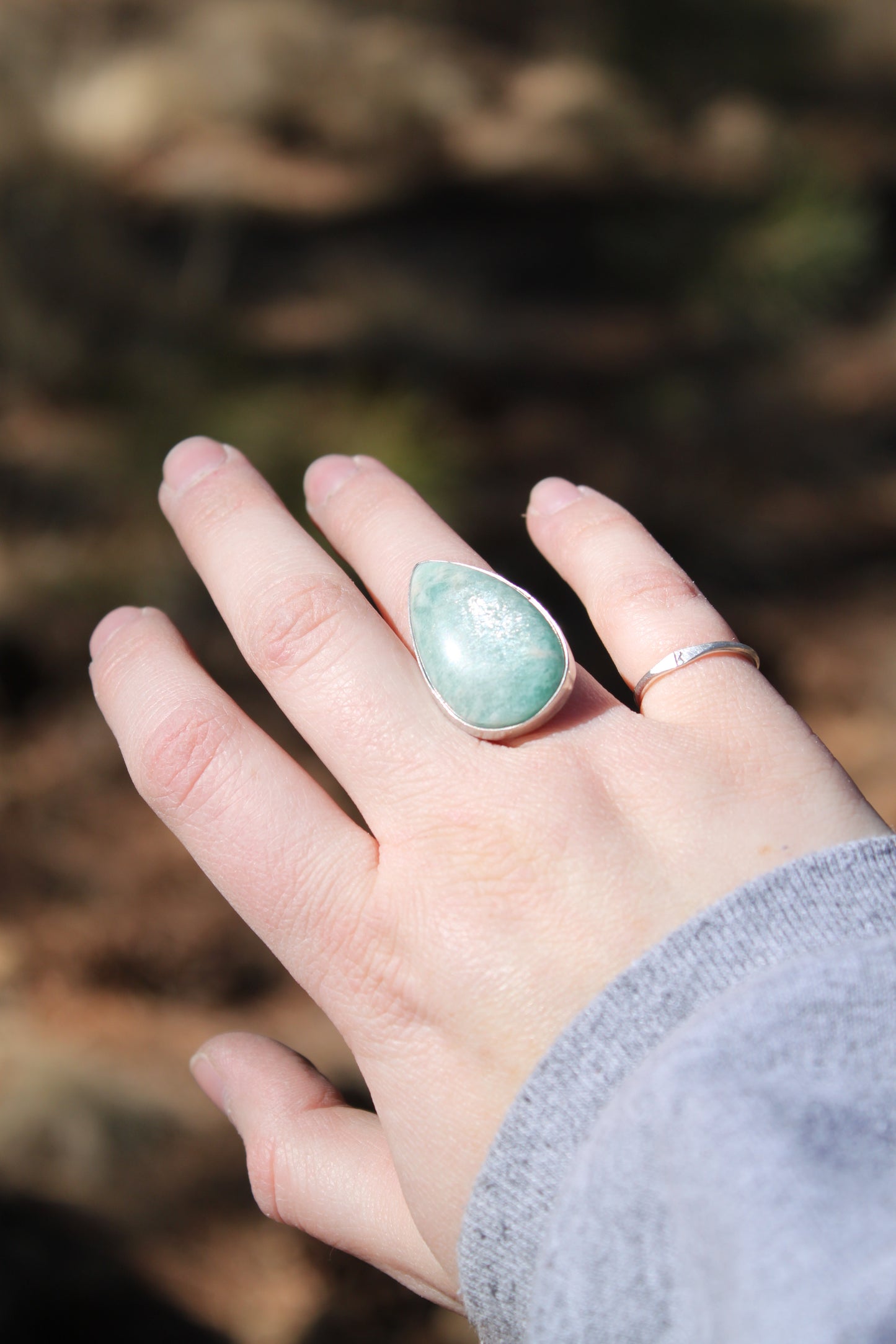 Chunky Amazonite Teardrop Ring