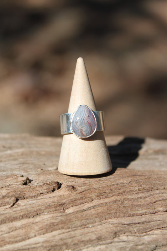 Chunky Crazy Lace Agate Teardrop Ring