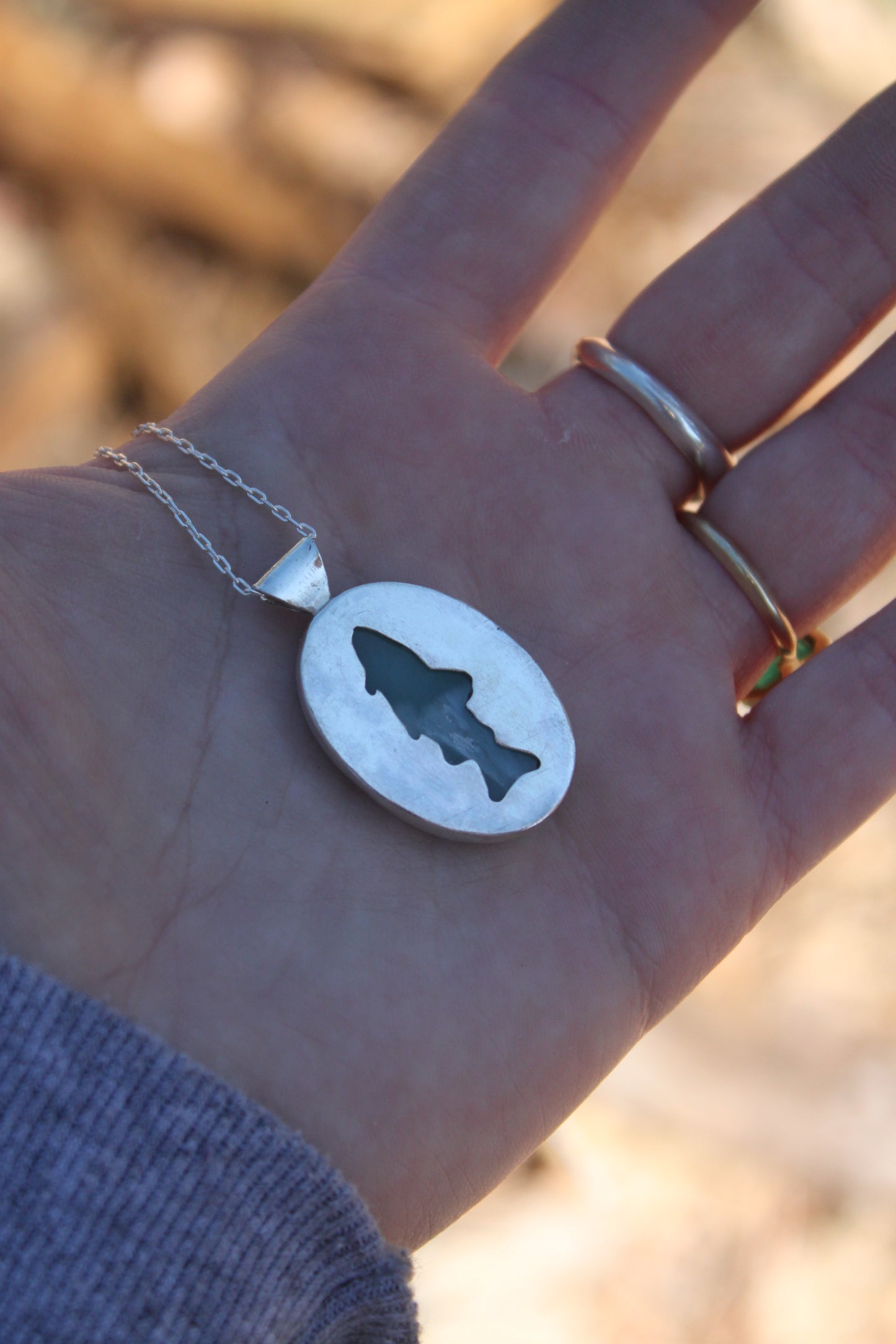 Chatoyant Hemimorphite Pendant With Fish Detail