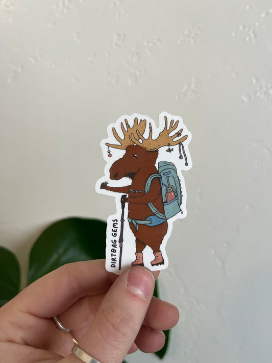 Backpacking Moose Sticker